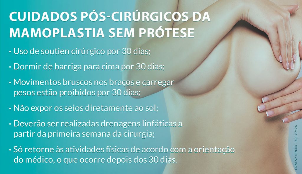Cuidados pós-cirúrgicos da mamoplastia sem prótese Mamoplastia sem prótese: quando é possível?